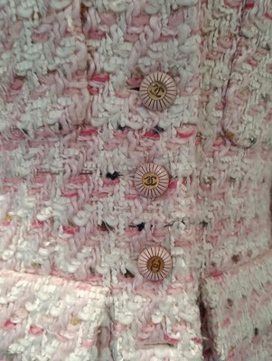 Lot 1099 - Chanel Boutique Pink and White Boucle Jacket,...
