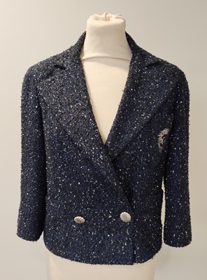 Lot 1091 - Chanel Blue Wool Boucle Cropped Jacket, with...