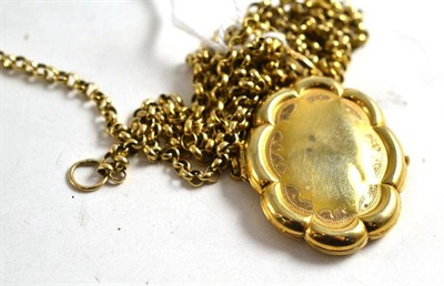 Lot 141 - A 9ct gold locket and two chains