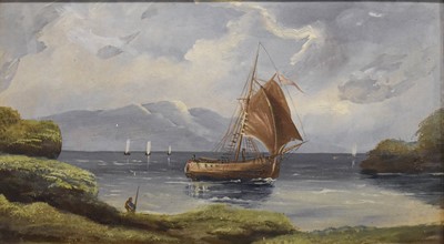 Lot 1094 - British School (20th Century) Masted ship in a...