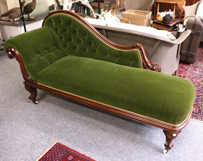 Lot 1219 - A Victorian Mahongany Framed Buttoned Chaise...