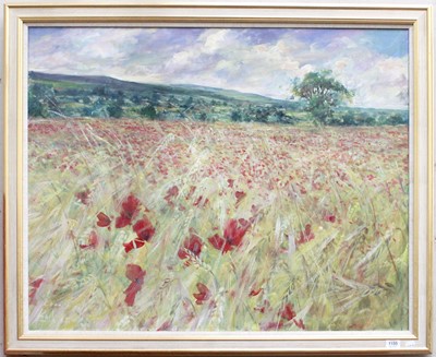 Lot 1155 - Mike Jones Poppy Field Signed, oil on canvas,...