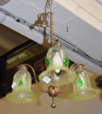 Lot 1235 - A Benson Style Copper Three Light Ceiling...