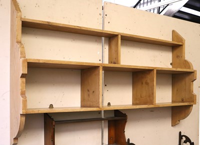 Lot 1447 - A Pine Hanging Wall Shelf, 152cm by 100cm