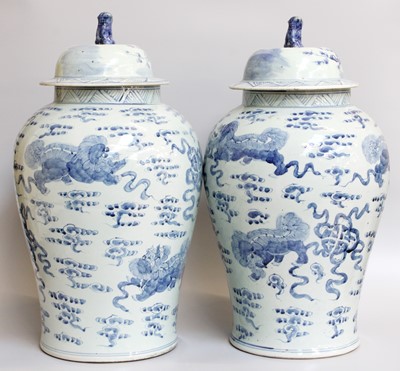 Lot 185 - A Large Pair of Chinese Porcelin Jars and...