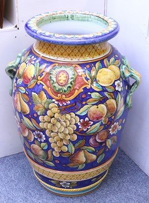 Lot 330 - A Large Maiolica Twin Handled Urn, 20th...