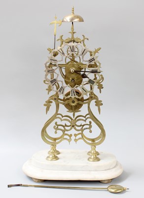 Lot 140 - A Brass Single Fusee Skeleton Clock, with...
