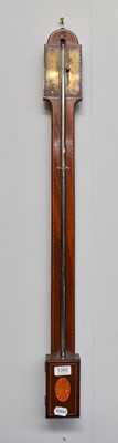 Lot 1242 - A 19th century Inlaid Mahogany Stick Barometer,...