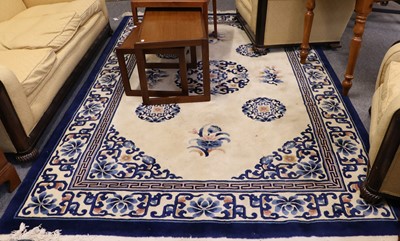 Lot 1274 - Chinese Carved Carpet, the cream field with a...