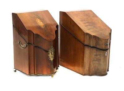 Lot 1296 - A George III Mahogany Knife Box, of serpentine-...