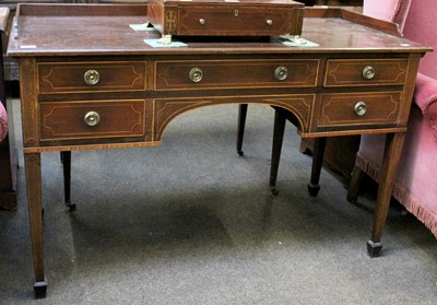 Lot 1263 - An Edwardian Inlaid Mahogany Desk, raised on...