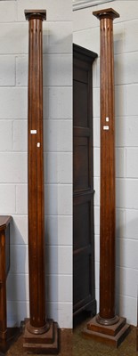 Lot 1399 - A Large Pair of Reeded Oak Columns, raised on...