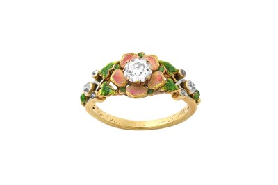 Lot 2081 - An Edwardian Enamel and Diamond Ring the old...