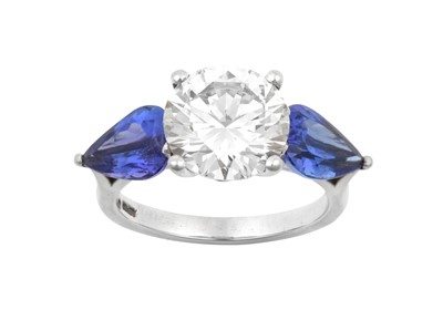 Lot 2235 - A Platinum Diamond and Tanzanite Three Stone...