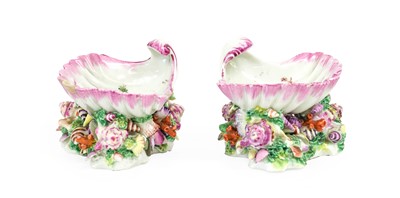 Lot 125 - A Pair of Worcester Porcelain Shell Salts,...