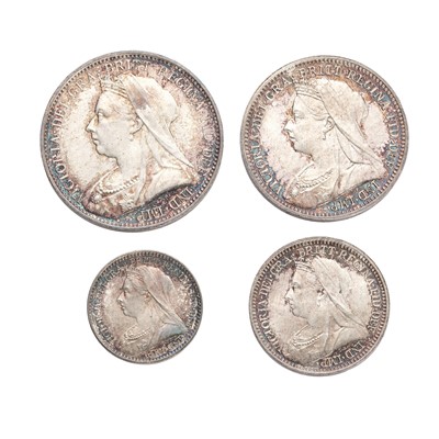 Lot 208 - Victoria, Maundy Set 1900, 4 coins comprising...