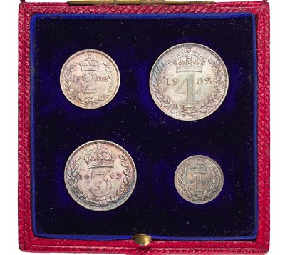 Lot 211 - Edward VII, Maundy Set 1902, 4 coins...