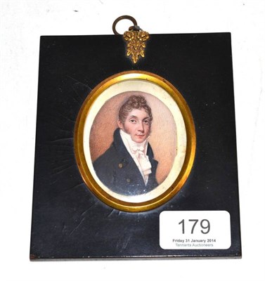 Lot 179 - English school, 19th century portrait miniature of a gentleman, oval