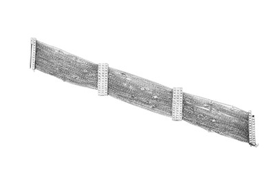 Lot 2232 - A Diamond Bracelet multiple white trace link...