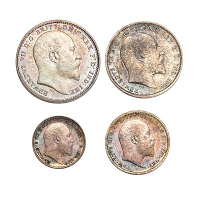 Lot 214 - Edward VII, Maundy Set 1907, 4 coins...