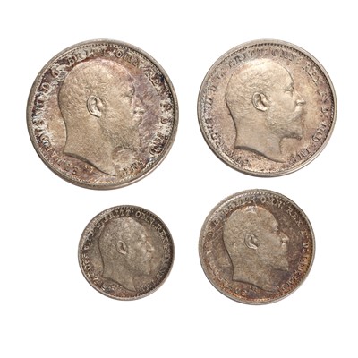 Lot 210 - Edward VII, Maundy Set 1902, 4 coins...