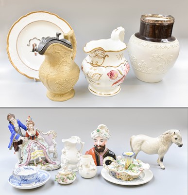 Lot 234 - A Chelsea Style Porcelain Goat and Bee Jug,...