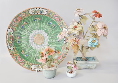Lot 68 - A Cantonese Dish, and a Chinese jade, rose...