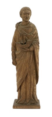 Lot 296 - A Carved Oak Figure of Saint Brendan, holding...