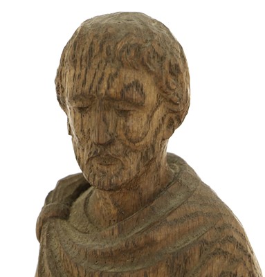 Lot 296 - A Carved Oak Figure of Saint Brendan, holding...