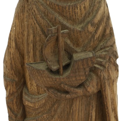 Lot 296 - A Carved Oak Figure of Saint Brendan, holding...