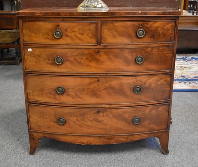 Lot 1247 - A George III Mahogany Bow Fronted Four Height...