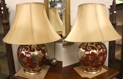 Lot 325 - Two Modern Table Lamps, with floral decoration...