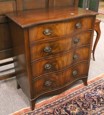 Lot 1419 - A Reproduction Serpentine Fronted Mahogany...