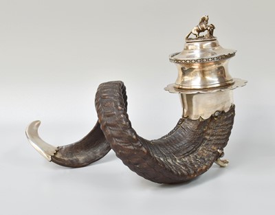 Lot 256 - A Rams Horn Snuff Mull, with silver plated...