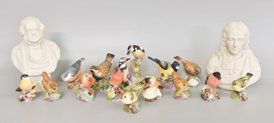 Lot 237A - Fourteen Royal Worcester Birds, and two parian...