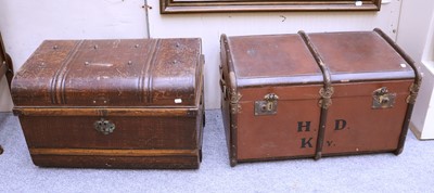 Lot 1449 - A Wooden Bound Travelling Trunk, and a...