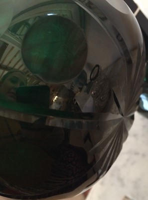 Lot 3 - A Pair of Green Glass Mallet Decanters and...