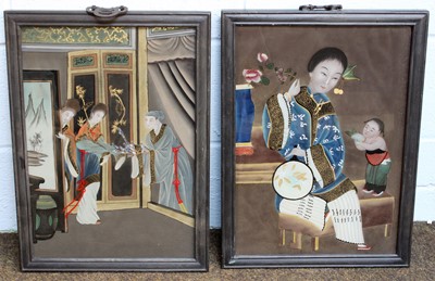 Lot 171 - A Pair of Chinese Reverse Paintings on Glass,...