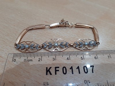 Lot 2099 - An Edwardian Pearl and Diamond Bracelet three...