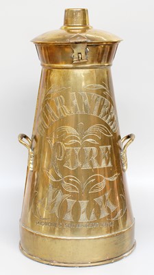 Lot 159 - A Victorian Brass Milk Churn, makers Skidmore...