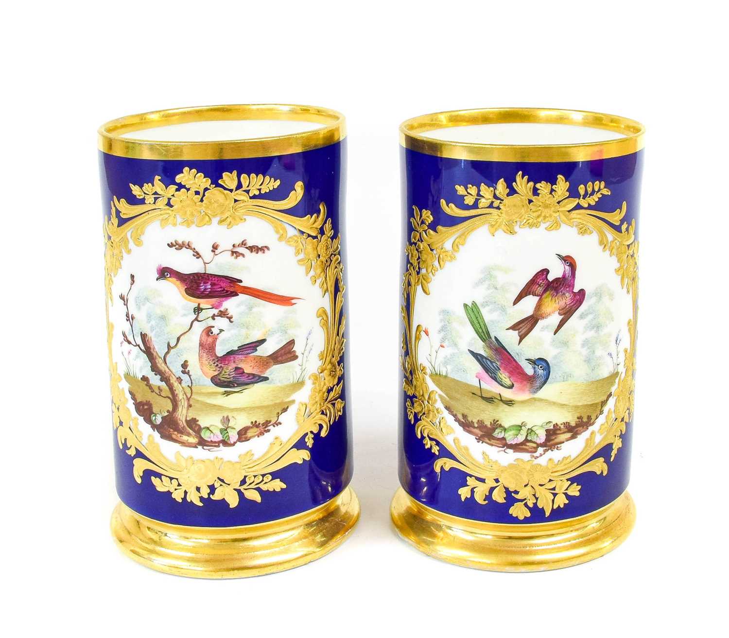 Lot 72 - A pair of Bloor Derby Porcelain Spill Vases,...