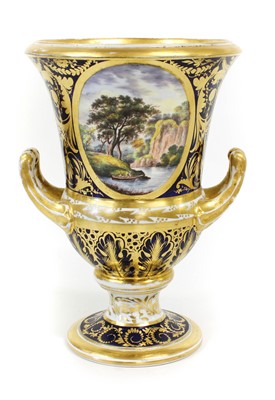 Lot 73 - A pair of Derby Porcelain Campana Vases, circa...