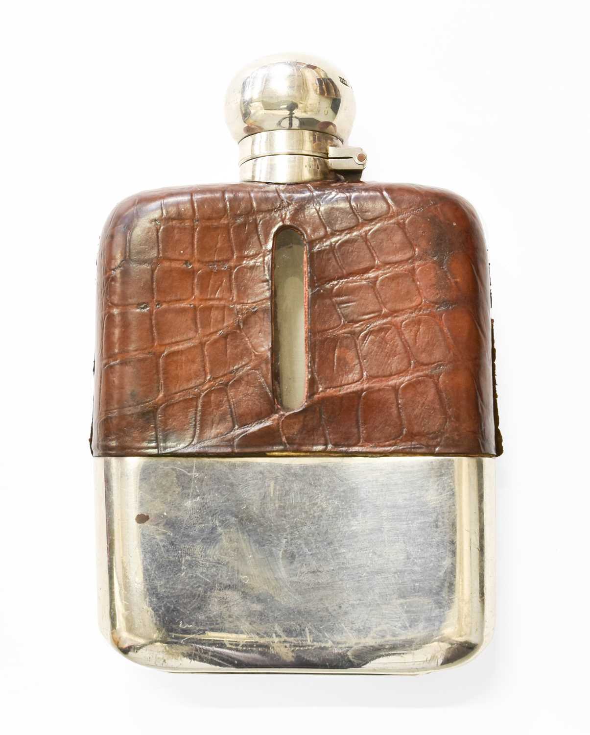 Lot 81 - A George V Silver Mounted Glass Hip Flask,...
