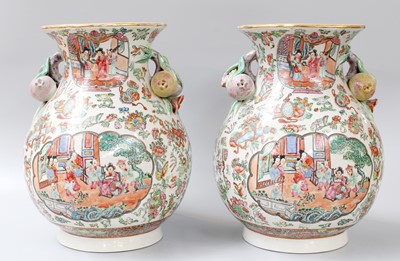 Lot 147 - A Pair of Cantonese Porcelain Vases, 20th...