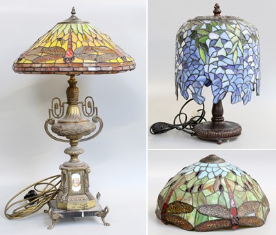 Lot 259 - A Tiffany Style Table Lamp in the Wisteria...