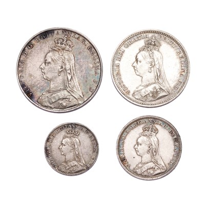 Lot 202 - Victoria, Maundy Set, 1892, 4 coins, 4d, 3d,...