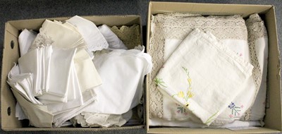 Lot 154 - 20+ Assorted White Damask Cloths, Embroidered...