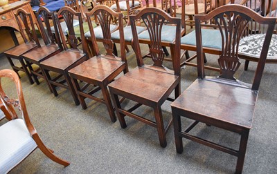 Lot 1344 - A Set of Six George III Oak Dining Chairs,...