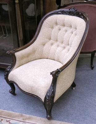 Lot 1432 - A Victorian Carved Mahogany Tub Chair, with...