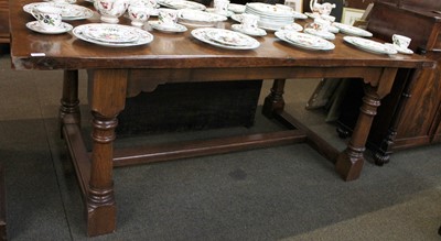 Lot 1325 - A Reproduction Burr Elm Refectory Dining Table,...